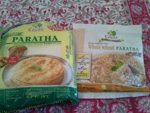 You can find parathas in the freezer section of the Indian grocery store, or larger Asian grocery stores