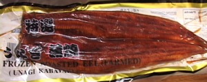 Frozen eel comes pre-cooked and ready to be cut up and microwaved