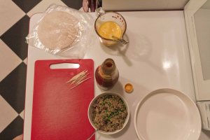 Get all your ingredients laid out ahead of time - it goes quickly