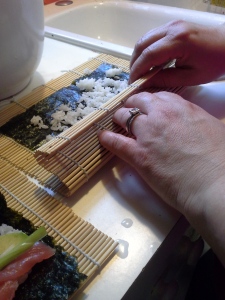 Use the mat to roll everything up nice and tightly